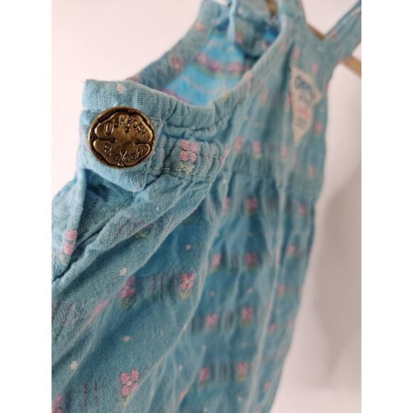 Vtg Baby OshKosh B Gosh Bib Overall Romper Floral Waffle Tulip 6/9 Months Bubble - Picture 5 of 6